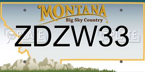 ZDZW33 Montana License Plate