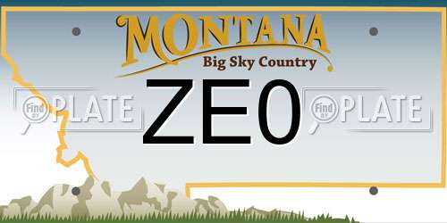 ZE0 Montana License Plate