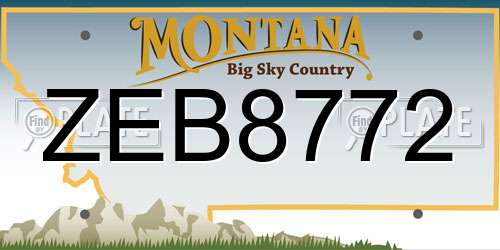 ZEB8772 Montana License Plate
