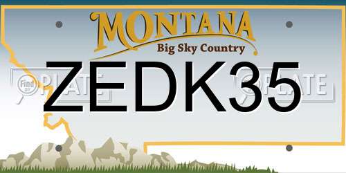 ZEDK35 Montana License Plate