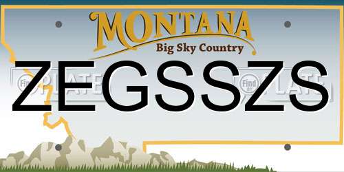 ZEGSSZS Montana License Plate