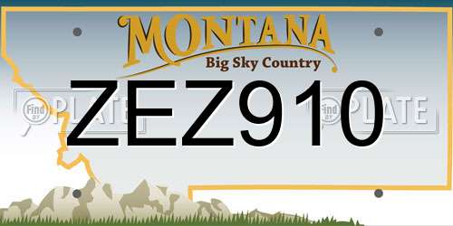 ZEZ910 Montana License Plate