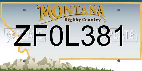 ZF0L381 Montana License Plate