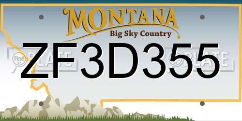 ZF3D355 Montana License Plate