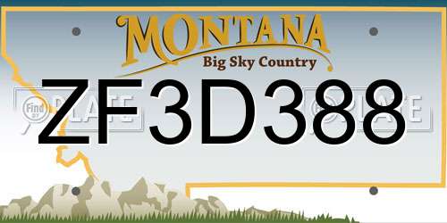 ZF3D388 Montana License Plate