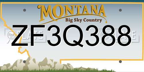ZF3Q388 Montana License Plate