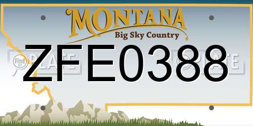 ZFE0388 Montana License Plate
