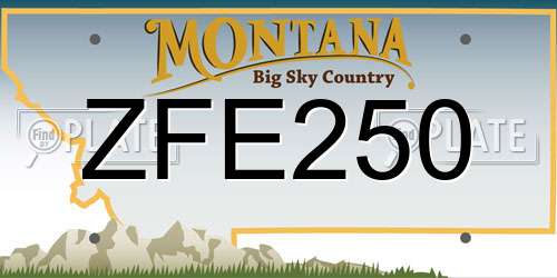 ZFE250 Montana License Plate