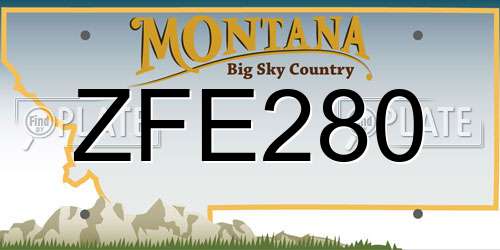 ZFE280 Montana License Plate