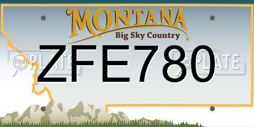 ZFE780 Montana License Plate