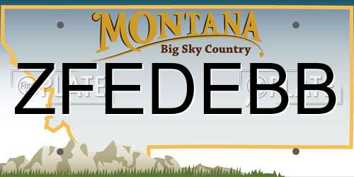 ZFEDEBB Montana License Plate