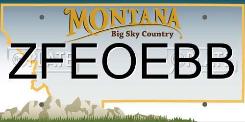 ZFEOEBB Montana License Plate