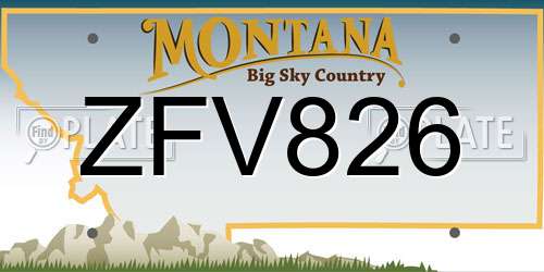 ZFV826 Montana License Plate