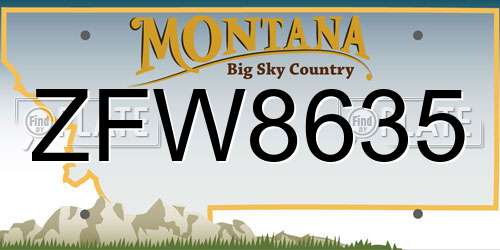 ZFW8635 Montana License Plate