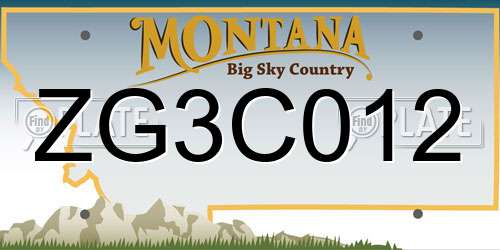 ZG3C012 Montana License Plate