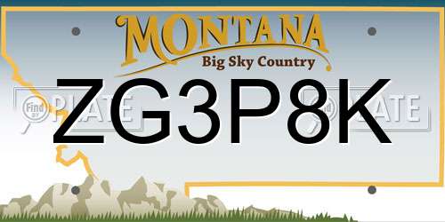 ZG3P8K Montana License Plate