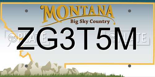 ZG3T5M Montana License Plate