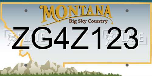 ZG4Z123 Montana License Plate