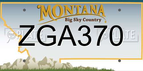 ZGA370 Montana License Plate