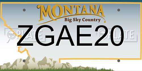 ZGAE20 Montana License Plate