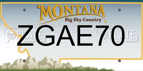 ZGAE70 Montana License Plate