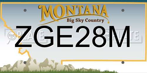 ZGE28M Montana License Plate