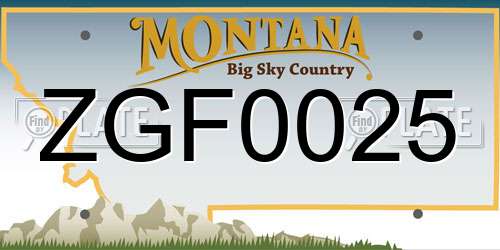 ZGF0025 Montana License Plate