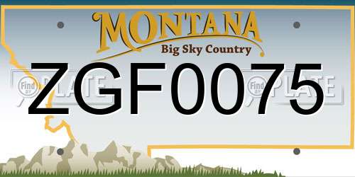 ZGF0075 Montana License Plate
