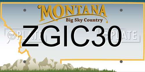 ZGIC30 Montana License Plate