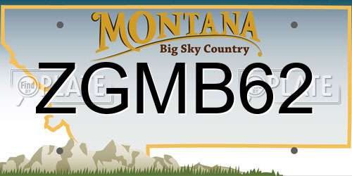 ZGMB62 Montana License Plate