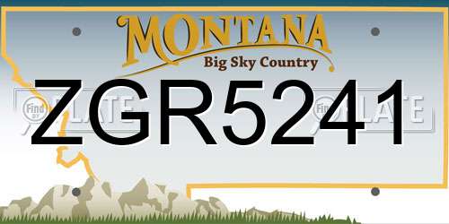 ZGR5241 Montana License Plate