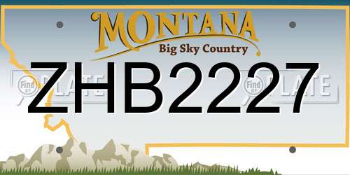 ZHB2227 Montana License Plate