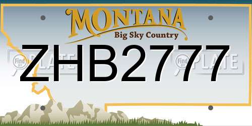 ZHB2777 Montana License Plate