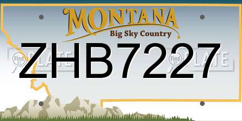 ZHB7227 Montana License Plate
