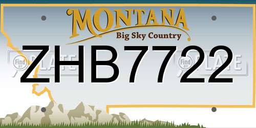 ZHB7722 Montana License Plate