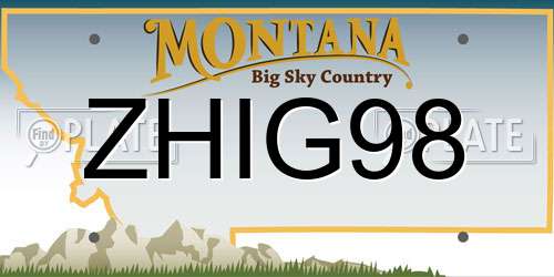 ZHIG98 Montana License Plate