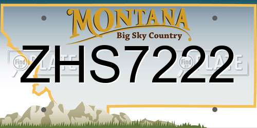 ZHS7222 Montana License Plate