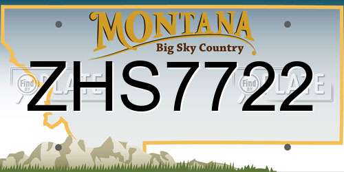 ZHS7722 Montana License Plate