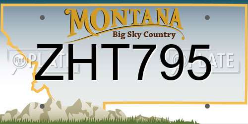 ZHT795 Montana License Plate