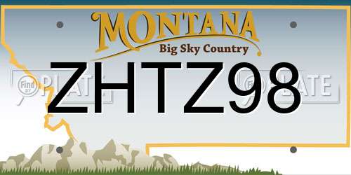 ZHTZ98 Montana License Plate