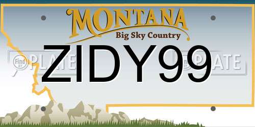 ZIDY99 Montana License Plate