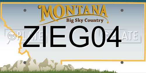ZIEG04 Montana License Plate