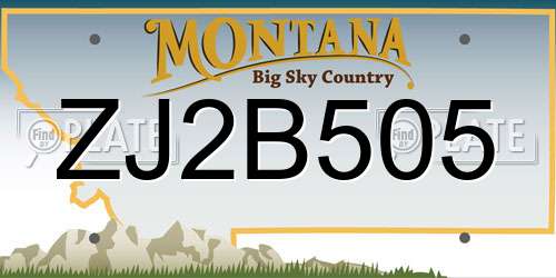 ZJ2B505 Montana License Plate