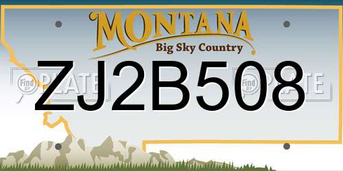 ZJ2B508 Montana License Plate