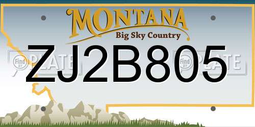 ZJ2B805 Montana License Plate