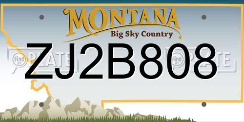 ZJ2B808 Montana License Plate
