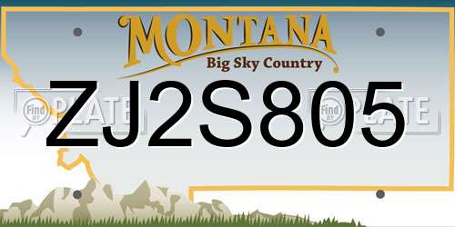 ZJ2S805 Montana License Plate