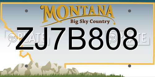 ZJ7B808 Montana License Plate