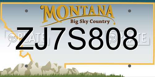 ZJ7S808 Montana License Plate