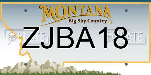ZJBA18 Montana License Plate